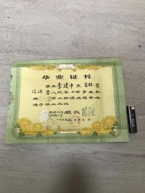 毕业证书 学生李建中系吉林省辽源市人现年十四岁在本校六年级修业期满成绩及格准予毕业此证