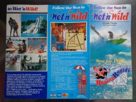WET'N WILD美国奥兰多潮野水上乐园 1982年 8开折页 英文版 潮野水水上乐园全景和游乐项目图片展示。