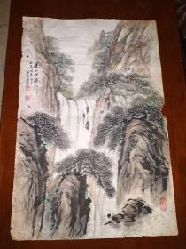 已故无锡著名画家胡石屏《庐山观瀑》山水画片