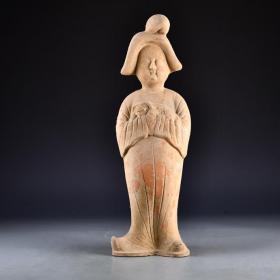 唐 侍女陶俑  直径15厘米 高48厘米 重3100克