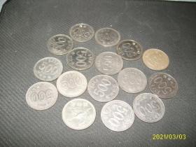 韩国1996年92.10.17.13.06.16.05.07.03.各年份500元硬币共16枚