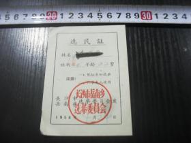 1958年代长沙市选民证