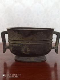 古玩收藏  铜器  铜香炉  尺寸长宽高:13/9/7厘米 重量:1.85斤