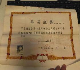 南京市三女中（第三女子中学）毕业证书