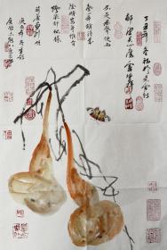 【卢坤峰 】*《葫芦图 》* 卢坤峰，当代著名画家。擅长花鸟画创作，中国美术家协会会员、浙江美术家协会理事、中国美院教授。