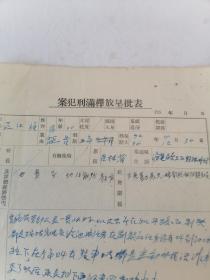 1956年案犯刑满释放呈批表    满百包邮。