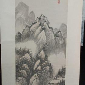 精裱 近代竹刻大师， 吴待秋弟子   海上著名山水画家   沈觉初  山水图条幅