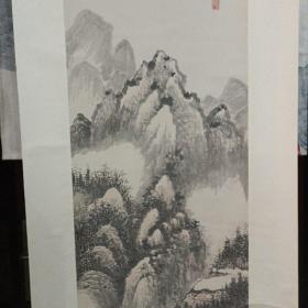 精裱 近代竹刻大师， 吴待秋弟子   海上著名山水画家   沈觉初  山水图条幅