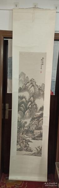 精裱 近代竹刻大师， 吴待秋弟子   海上著名山水画家   沈觉初  山水图条幅