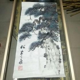 1988年画家 陈占楼 水墨画作品《松》一幅,纸本软片，画心约2平尺，钤印：陈占楼，值得留存！