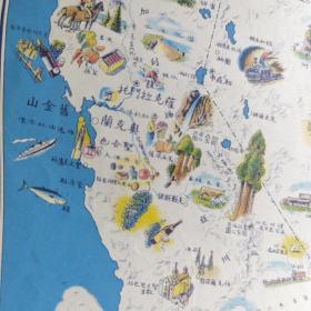 民国地图，美国地图，美国战时情报处出版，美国石印，秀山立民教馆，插画地图