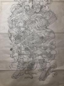 木版年画 故宫门神 秦琼敬德一对 （70×138）cm