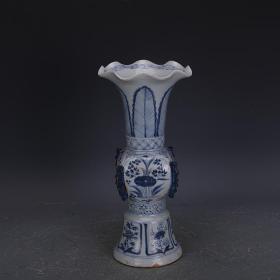 ★特价秒杀1330★精品瓷器■【★★元青花剥皮釉手绘荷花纹花觚瓶