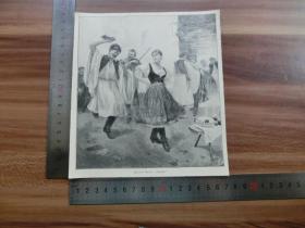 【现货 包邮】1890年小幅木刻版画《恰尔达什舞曲》(czardas)尺寸如图所示（货号400865）