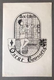 比利时线画版线刻版锌版藏书票原作 印刷机前的打样者