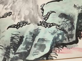 深圳市时代书画院副院长,深圳市美术家协会会员孟伟 绘雄鹰图    “万里雄风 孙雨平先生雅正 孟伟敬赠 丁丑年于北京 国伟画” 
画芯67×67厘米  【已装裱】