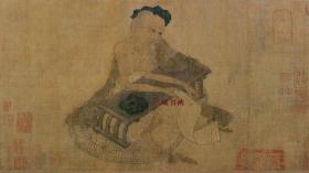 唐 王维 伏生授经图佛像人物 25.76x45.9cm 纸本 高清国画名画复制