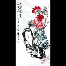 西安美术学院，北京画院，中国画协会会员郭*晓*峰《玉棠富贵》   H1494