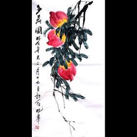 西安美术学院，北京画院，中国画协会会员郭*晓*峰《多寿图》   H1499