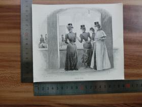 【现货 包邮】1890年小幅木刻版画《严厉批评》(scharfe kritik)尺寸如图所示（货号400861）