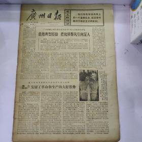 报纸广州日报1973年5月28日(8开四版)米岗大队结合生产搞卫生，积极搞好粪便无害化处理;九潭大队建设河边沙滤井，改善社员饮水卫生。