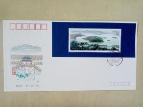 T144杭州西湖特种邮票小型张首日封一枚。