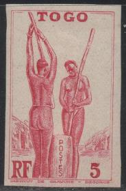 法国托管多哥邮票，1941年劳作的非洲原住民妇女，印样
