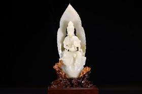 旧藏 和田玉自在观音摆件