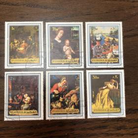 邮票 世界美术邮票 （四） 世界名画作品6张 信销票