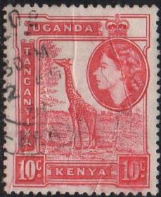 英联邦邮票：英属乌干达印刷折纸印变体，非洲草原野生动物长颈鹿