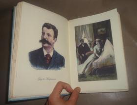 1902年 Guy de Maupassant - Pierre and Jean  莫泊桑经典名著 《两兄弟》 天蓝色布面精装彩色插图版 增补精美插图 大开本
