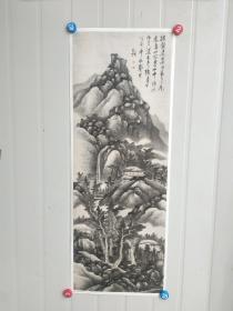 龚贤 挂壁飞泉图 宣纸画芯微喷古代绘画收藏装饰可装裱折叠发货 高92宽34厘米