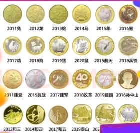 按图发货【十年纪念币24枚大全套】2011-2021年央行正宗保真全部纪念币大全套。生肖币党政军币。如图