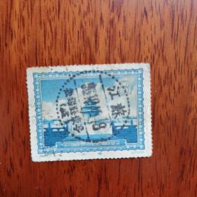 新中国早期少见小地名邮戳，“江苏无锡县东亭“。三格式点线全戳邮票。