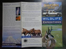 SAFARI WITH WILDLIFE EXPEDITIONS美国怀俄明州杰克逊霍尔野生动物探险 80年代 16开折页 英文版