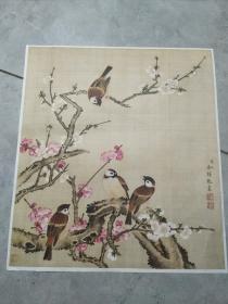 余稚花鸟梅花字画斗方书画宣纸画芯未装裱国画古画工笔画 折叠发货 高35宽31厘米