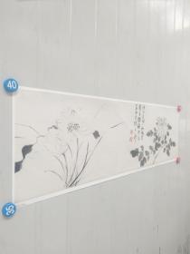 墨笔花卉图卷1宣纸画芯微喷古代绘画收藏装饰可装裱折叠发货 长91宽29厘米