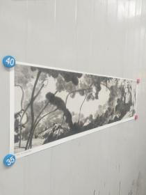 清朱耷河上花图局部 宣纸画芯微喷古代绘画收藏装饰可装裱折叠发货长92宽27厘米