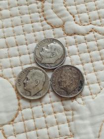 18MM 2.5g 美国 早期.罗斯福银币 1946，1953年共3枚