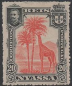 外国邮票ZC，葡属东非尼亚萨1901年长颈鹿 ，非洲草原野生动物1