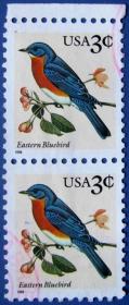东方知更鸟二连张--美国邮票--早期外国邮票甩卖--实拍--包真--店内更多