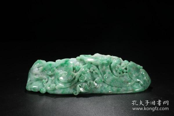 清代 A货老翡翠雕“吉祥如意”镇尺