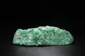 清代 A货老翡翠雕“吉祥如意”镇尺