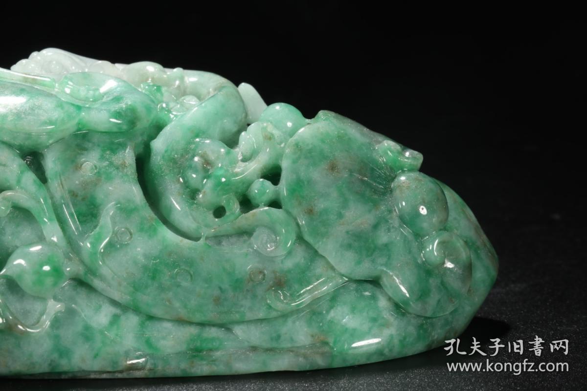 清代 A货老翡翠雕“吉祥如意”镇尺