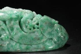 清代 A货老翡翠雕“吉祥如意”镇尺