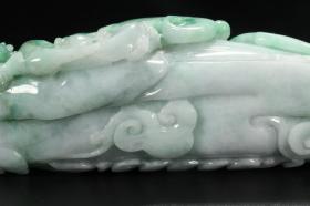 清代 A货老翡翠雕“吉祥如意”镇尺