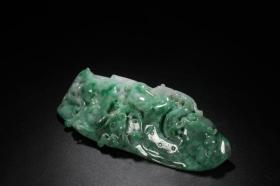 清代 A货老翡翠雕“吉祥如意”镇尺