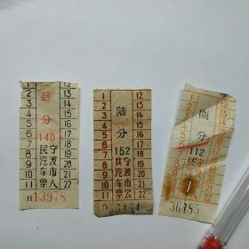70年代宁波人民汽车票，公交车票。