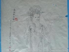 齐鲁书画院副院长著名画家胡玉璞国画成语工笔麻姑献寿线描人物仕女寿桃道教寿仙娘娘