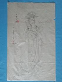 齐鲁书画院副院长著名画家胡玉璞国画成语工笔麻姑献寿线描人物仕女寿桃道教寿仙娘娘